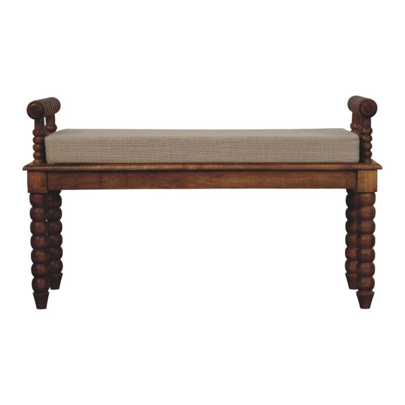 Artisan Furniture Solid Wood Amber Oak Mud Linen Bench, Brown