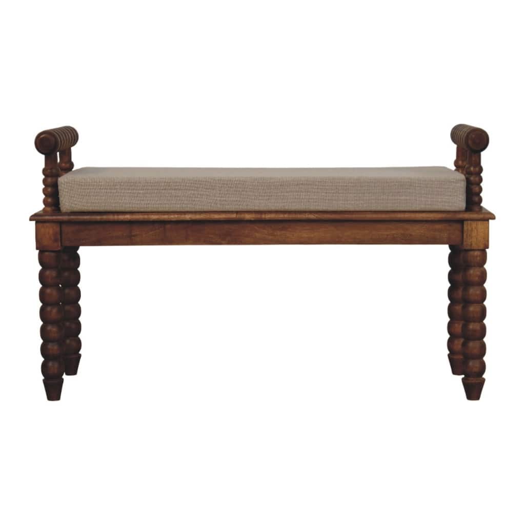Artisan Furniture Solid Wood Amber Oak Mud Linen Bench, Brown