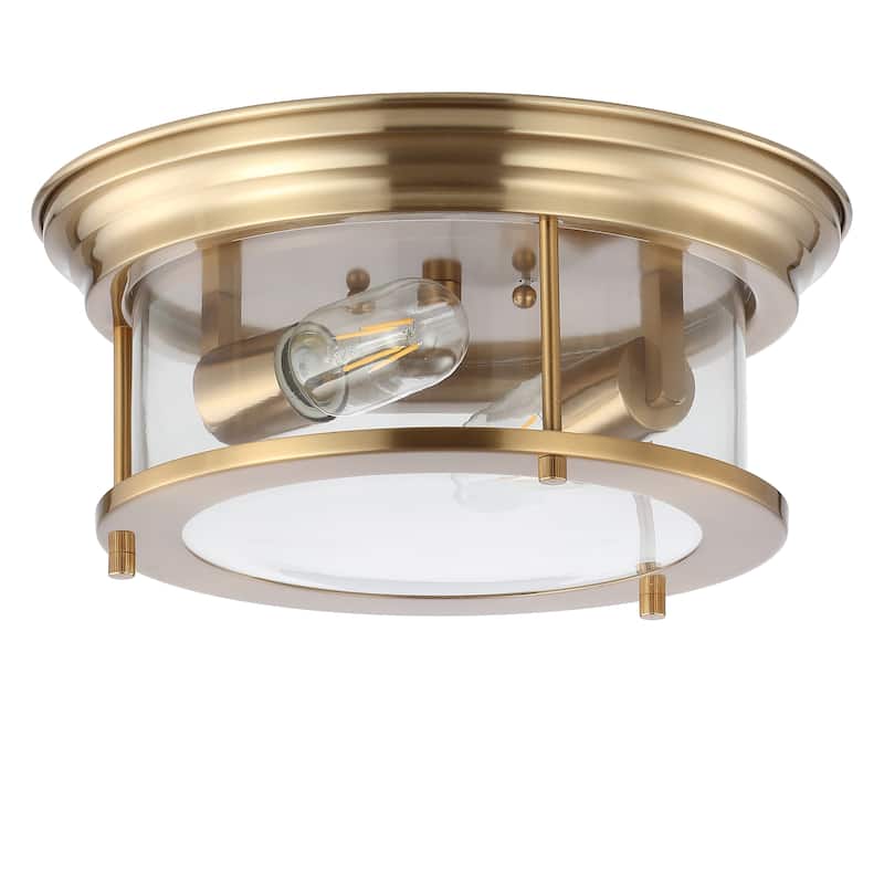Henry 13.25" Metal/Glass LED Flush Mount, by JONATHAN Y