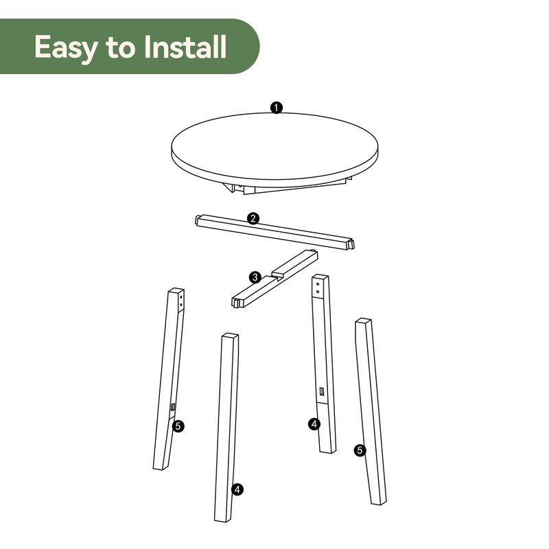 Solid Wood Round Dining Table, 31.5-Inch Farmhouse Kitchen Table