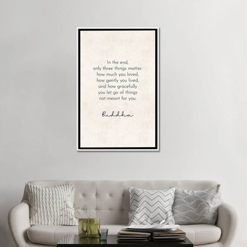 iCanvas "In The End - Buddha Quote" by Pixy Paper Framed Canvas Print