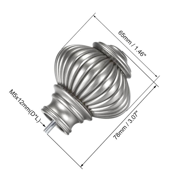 Curtain Rod Finials, Plastic End for 19mm Dia(Max.) Rod, 78mm x 65mm Gray 2pcs