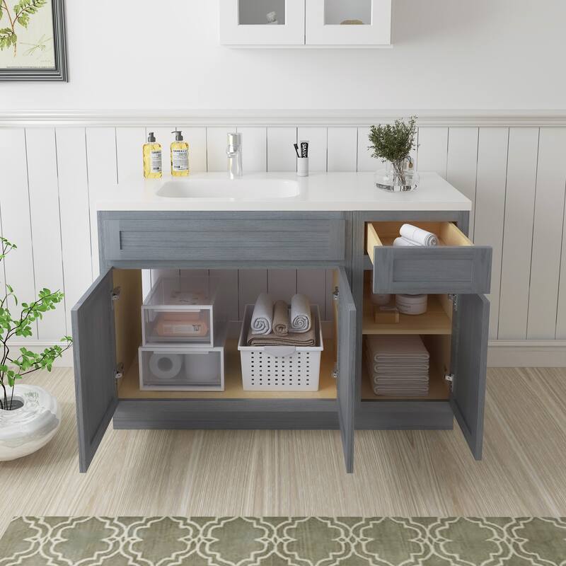 Vanity Art 45" Oak Freestanding Bathroom Vanity Cabinet without Top
