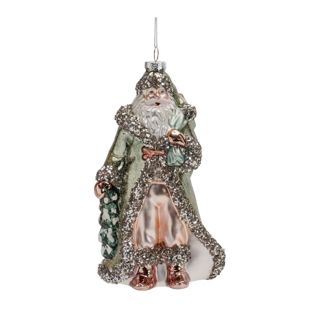 Glittered Santa Glass Christmas Figurine Ornaments - 8" - 6ct