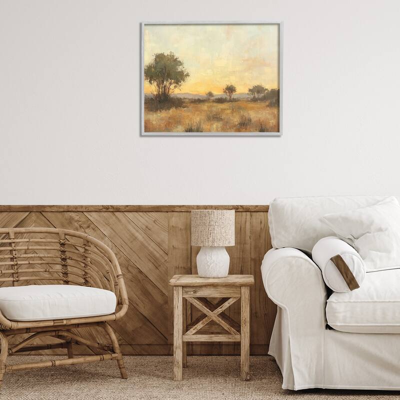 Stupell Honey Hued Horizon Framed Giclee Art Design By Petal Prints Design