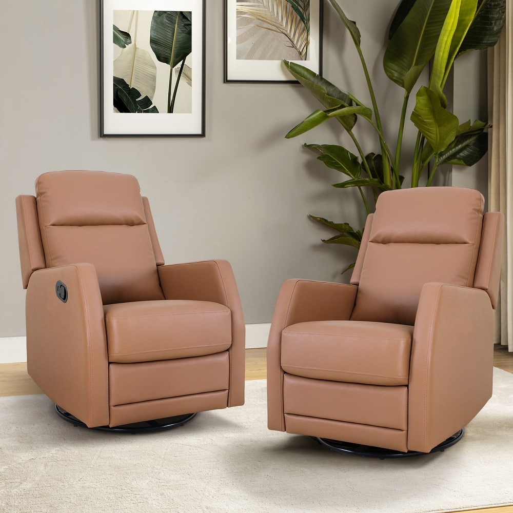 Esteban Modern Faux Leather Manual Rocking Swivel Recliner with Wingback Set of 2