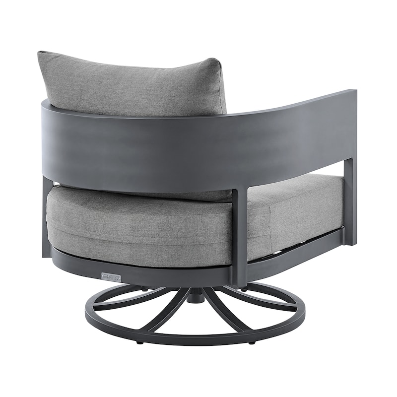 Argiope Dark Grey Aluminum Outdoor Swivel 3-Piece Chat Set