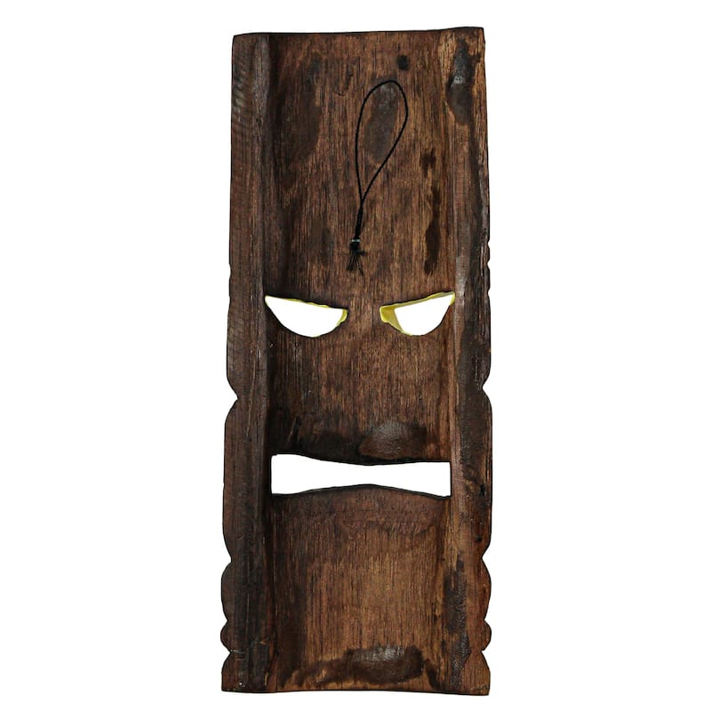 12 Inch Carved Wood Tiki Mask Wall Art Palm Tree/ Turtle (Set Of 2)