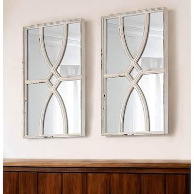 HomeRoots Set of Two White Wood Framed Accent Mirror - 23.6' X '31.4' X '1.2