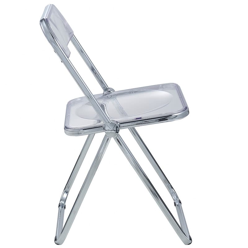 LeisureMod Lawrence Acrylic Folding Dining Chairs and Dining Table Set