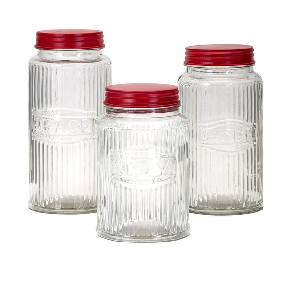 IMAX Home 80165-3 Homestead Christmas Glass - Set of 3 - Red
