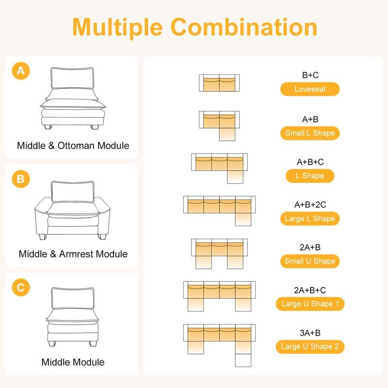 120 in. W Pillow Top Arm Double-Layer Cushion Cloud Sofa Couch