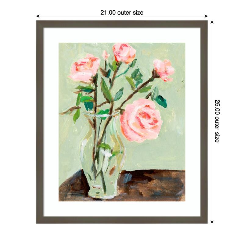 Tender Still Floral No. 2 by Melissa Wang Wood Framed Wall Art Print - Svelte Clay Grey - 21 x 25 in