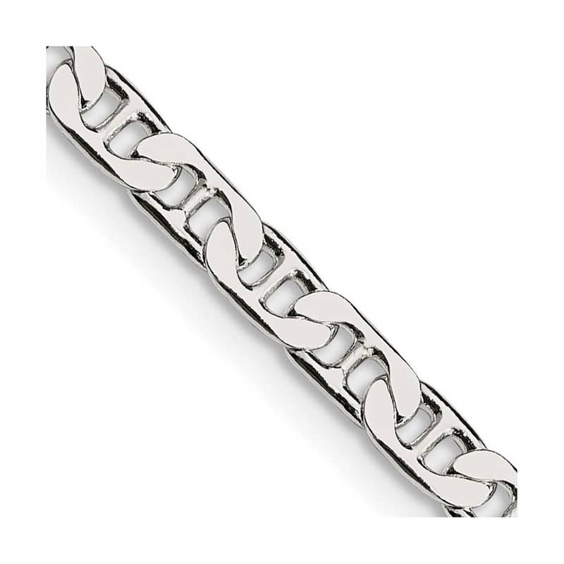 Curata 925 Sterling Silver 3.75mm Flat Mariner Anchor Chain Necklace for Men