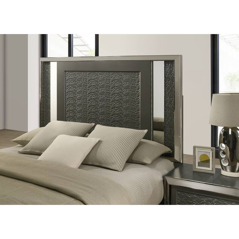 Modern Style Dark Gray Platform 1PC LED Bed