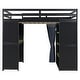 preview thumbnail 41 of 64, Wood Full Size Loft Bed with Blackout Curtains and RGB Lights, Gaming Loft Bed with Desk & Shelves