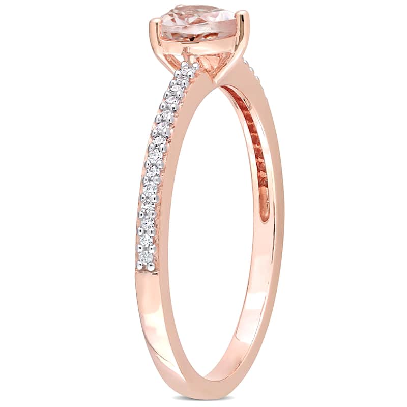 Miadora 10k Rose Gold Heart-cut Morganite and 1/10ct TDW Diamond Birthstone Ring