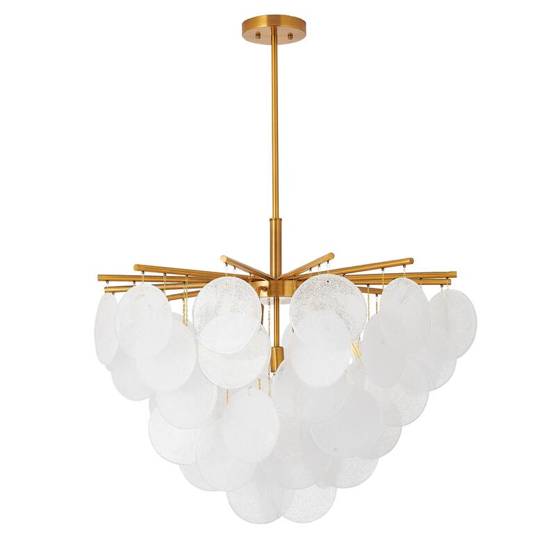 7 Light Antique Brass Semi Flush Mount With Glass Globes - N/A