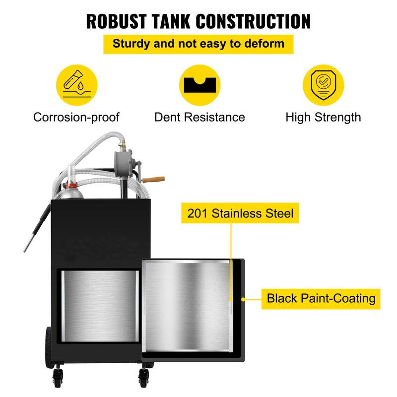 30 Gallon Fuel Caddy, Gas Storage Tank & 4 Wheels, with Manuel Transfer Pump, Gasoline Diesel Fuel Container - 30 Gallon