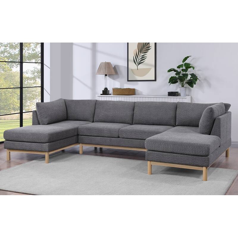 Hallie Sherpa 124" Wide Double Chaise U-Shape Sectional Sofa
