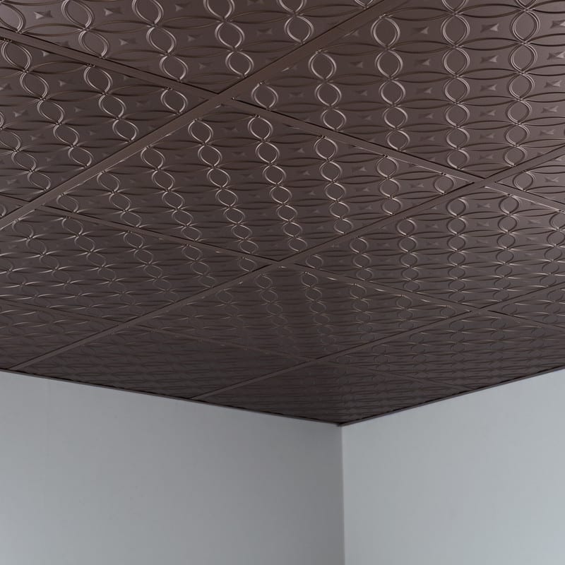 FASÄDE Rings Decorative Vinyl 2ft x 2ft Lay in Ceiling Panel in Argent Bronze (5 Pack)