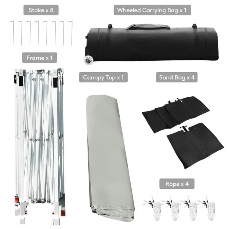 17 x 10 Feet Foldable Pop Up Canopy with Adjustable Dual Awnings - 17' x 10' x 10' (L x W x H)