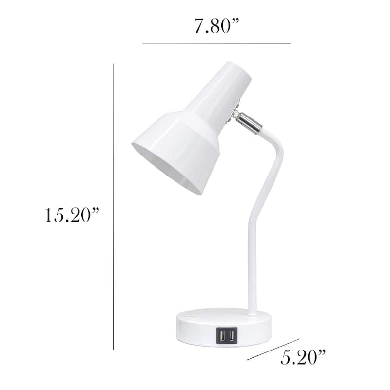 Gooseneck Desk Lamp with Adjustable Shade - 15.25" - White