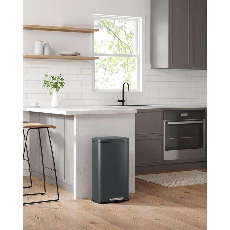 Stainless Steel Step Open Trash Can with Hinged Lid