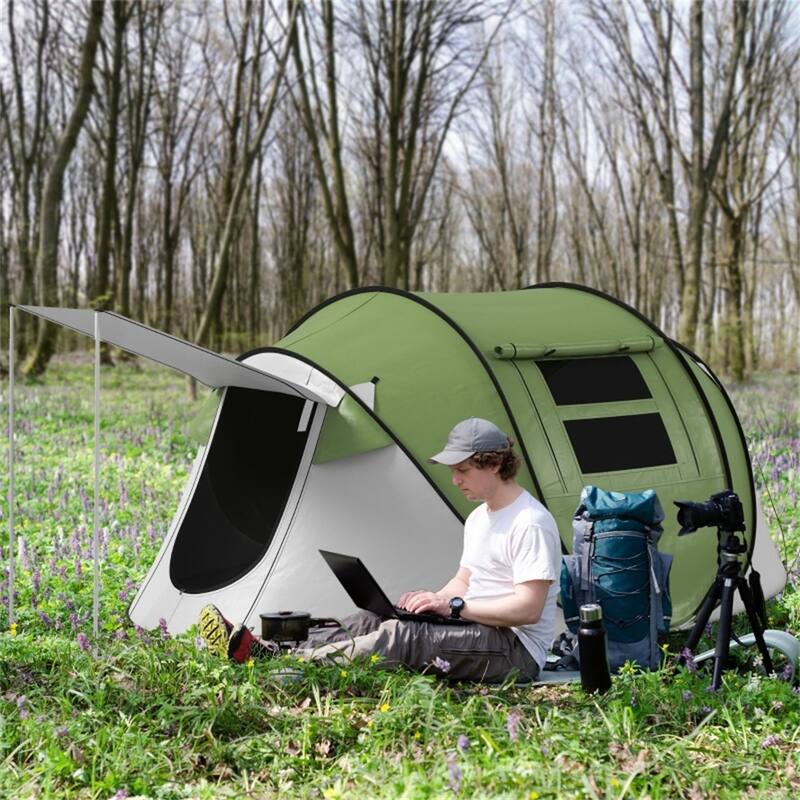 Spacious Family Camping Tent for Outdoor Adventures Quick Setup Waterproof with Porch Area - 110.2" x 81.9" x 46.1"