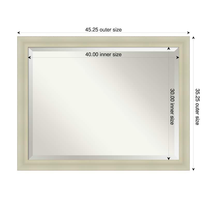 Oliver Beveled Wood Framed Bathroom Vanity Wall Mirror - 45 x 35 in - Oliver Warm Silver