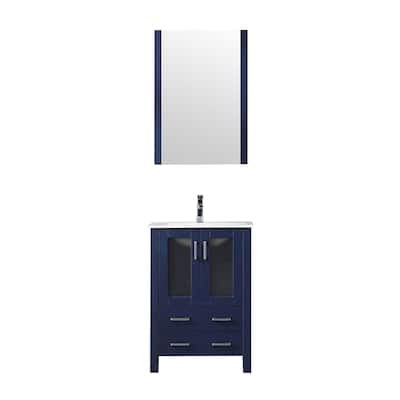 24-Inch Bathroom Vanity with Ceramic Top, Chrome Faucet, Mirror Included - Scratch & Stain Resistant