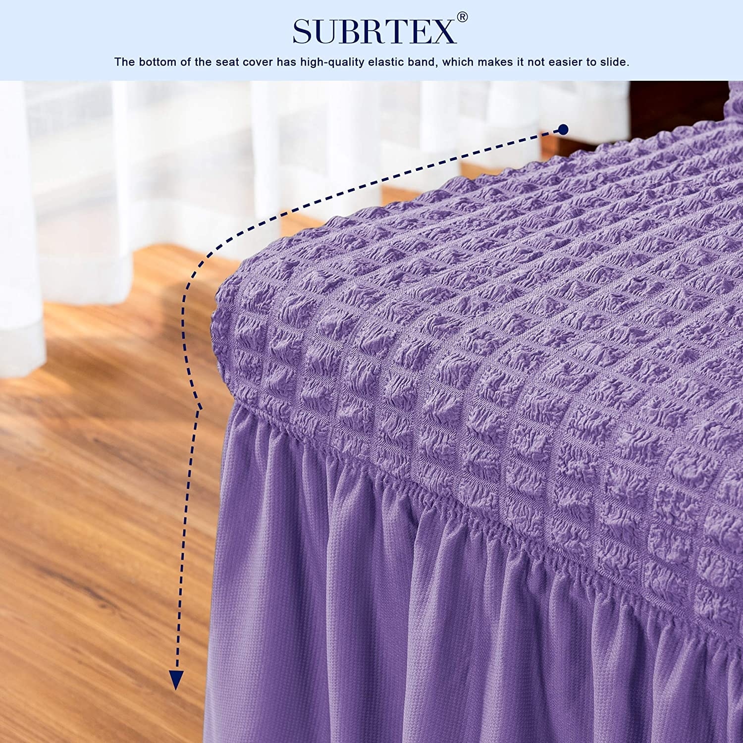 Subrtex Set of 2 Stretch Dining Chair Cover Ruffle Skirt