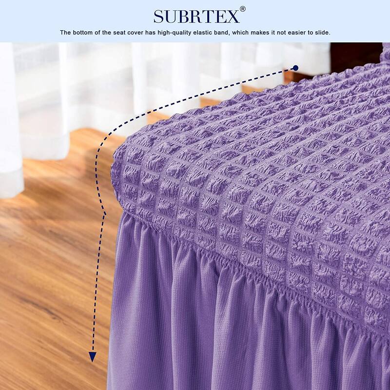 Subrtex Set-of-2 Stretch Dining Chair Cover Ruffle Skirt Slipcovers