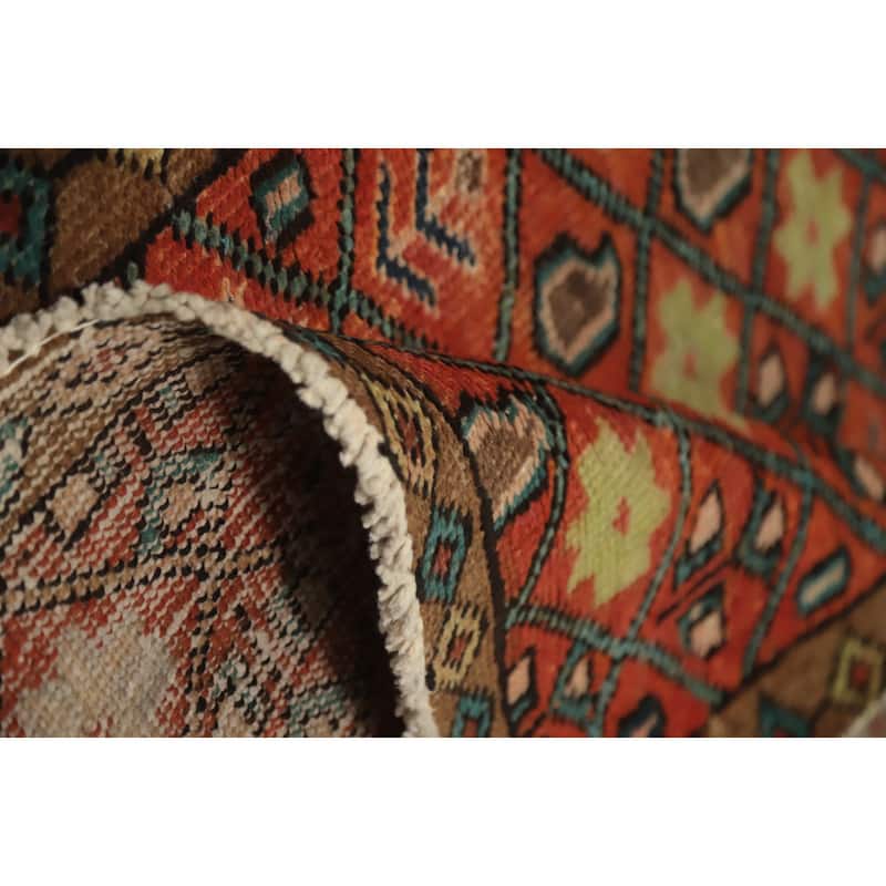 Hand Knotted Oriental 100% Wool Carpet Traditional Geometric Oranges & Rust Ardebil Area Rug - 4' 6'' X 3' 2''