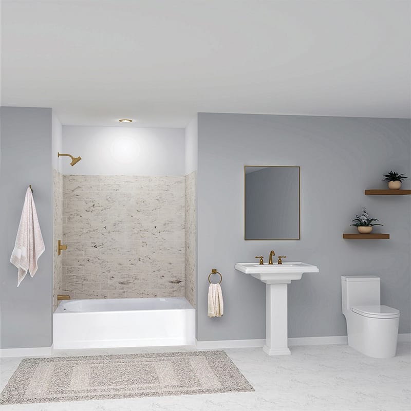 Transolid SaraMar 36-In X 60-In X 60-In Glue to Wall 3-Piece Tub Walls - 60" x 36" x 60" - 60" x 36" x 60"