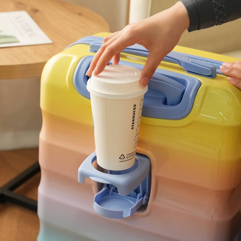 20" Carry-on Luggage with Cup Holder, Lightweight Glossy Hardshell Suitcases with Spinner Wheels and TSA Lock, for Travel