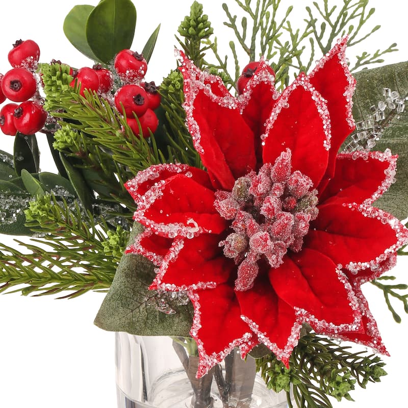 9" Iced Poinsettia Arrangement