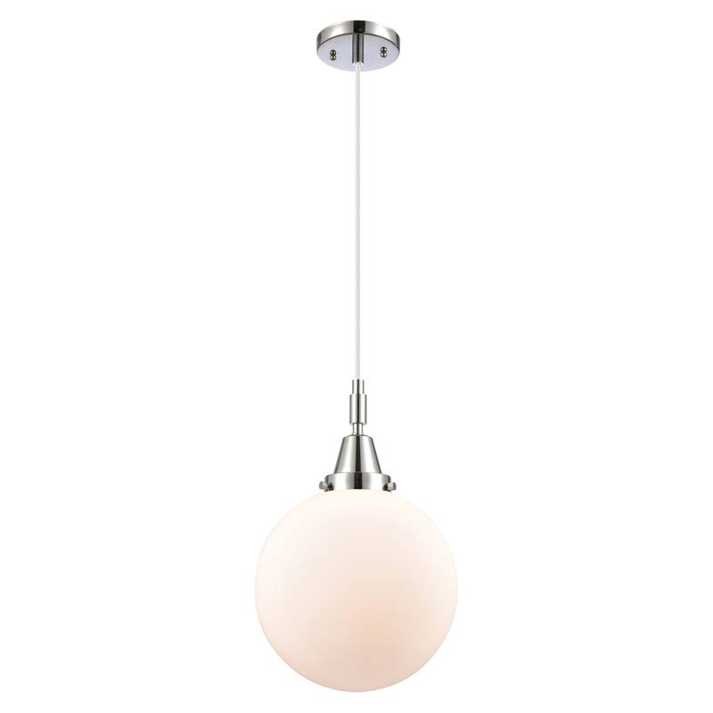 Innovations Lighting Downtown Urban - Caden Beacon - 1 Light 10" Cord Hung Mini Pendant - Polished Chrome/Matte White Shade