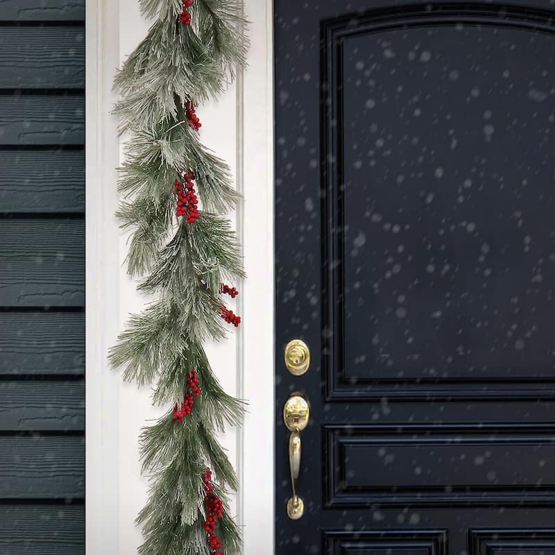 National Tree Company 8 ft. Snowy Pine Berry Plastic Garland - 8 ft
