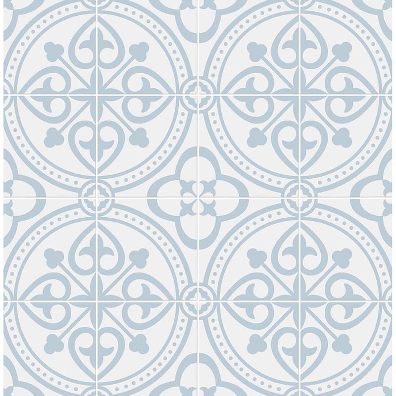 Luxe Haven Villa Mar Tile Peel and Stick Wallpaper - 20.5 in. W x 18 ft. L - Hampton Blue