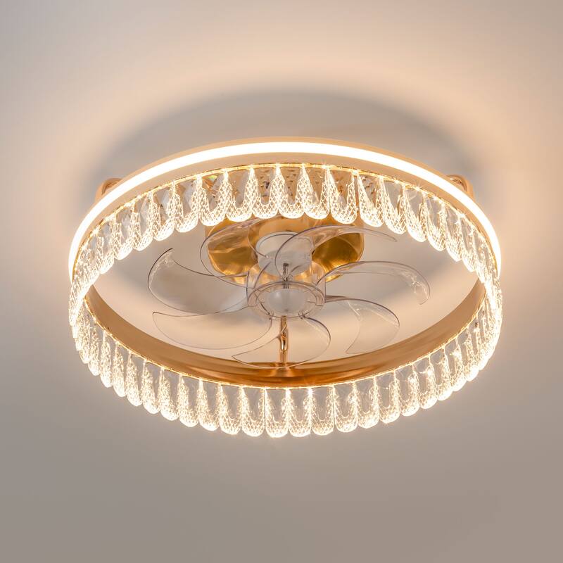 20-In LED Rosa Gold Chandelier Ceiling Fan with Light Remote(7-blade)