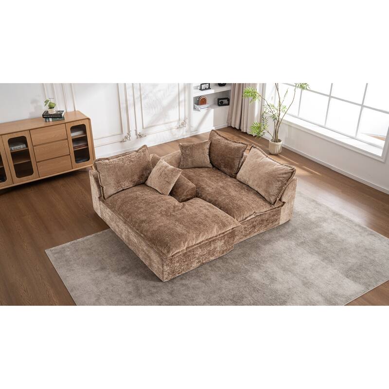 103" L-Shaped Cloud Sectional Sofa with Chaise, Upholstered Boneless Couches for Living Room, Modern Modular Chenille Sofa