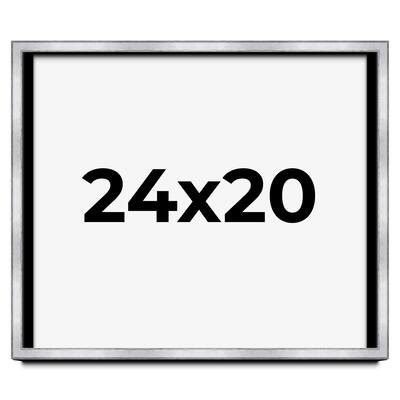24x20 Shadow Box Frame Silver | 1.375 Inches Deep Real Wood