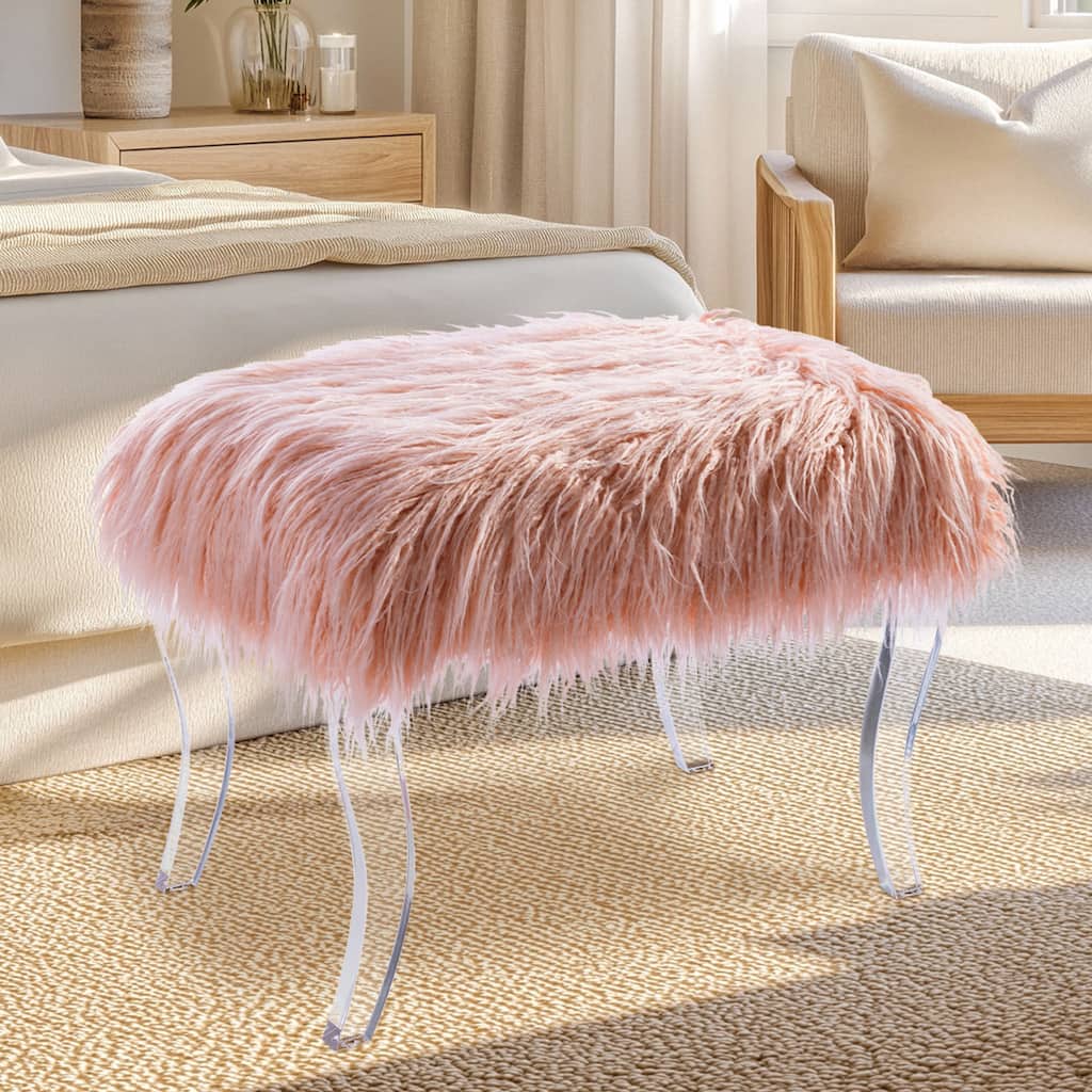 Glitzhome 24"L Modern Luxury Acrylic Ottoman Bench