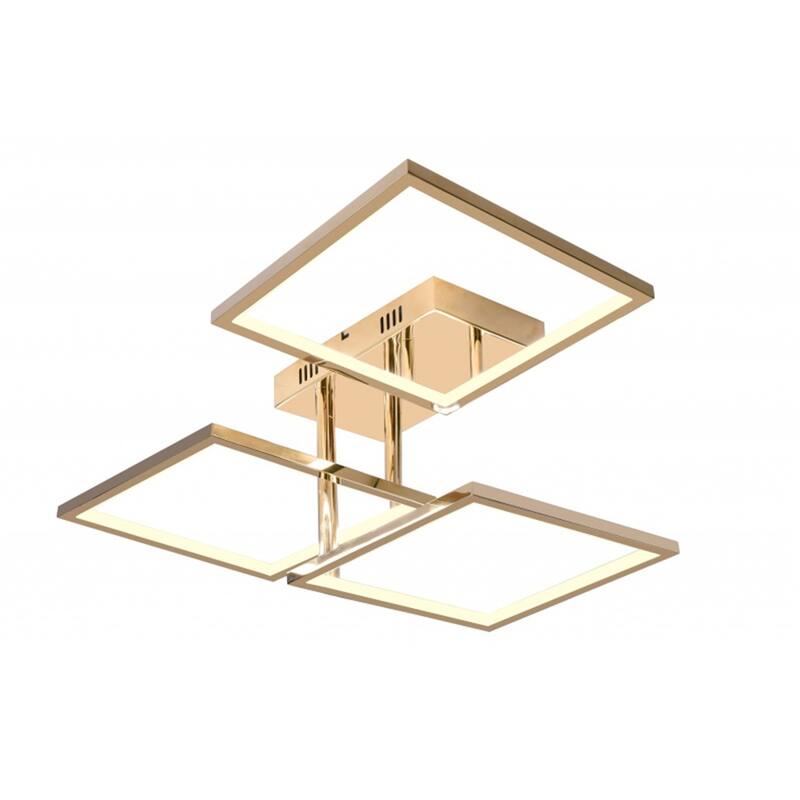 Modern Gold Flush Mount Light - Square LED Ceiling Fixture for Hallway Living Room Bedroom - Stainless Steel - 6.5