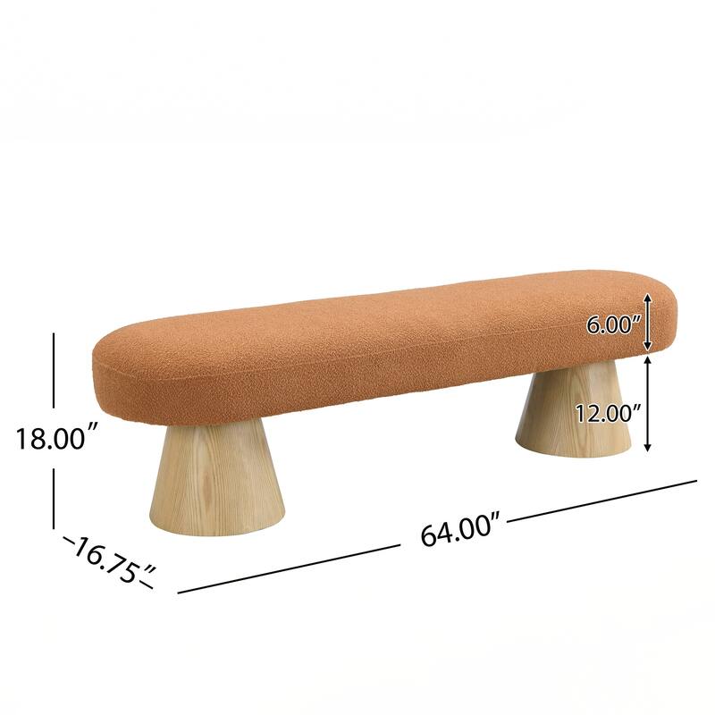 Upholstered Bedroom End of Bed Entryway Bench, Boucle Ottoman for Living Room