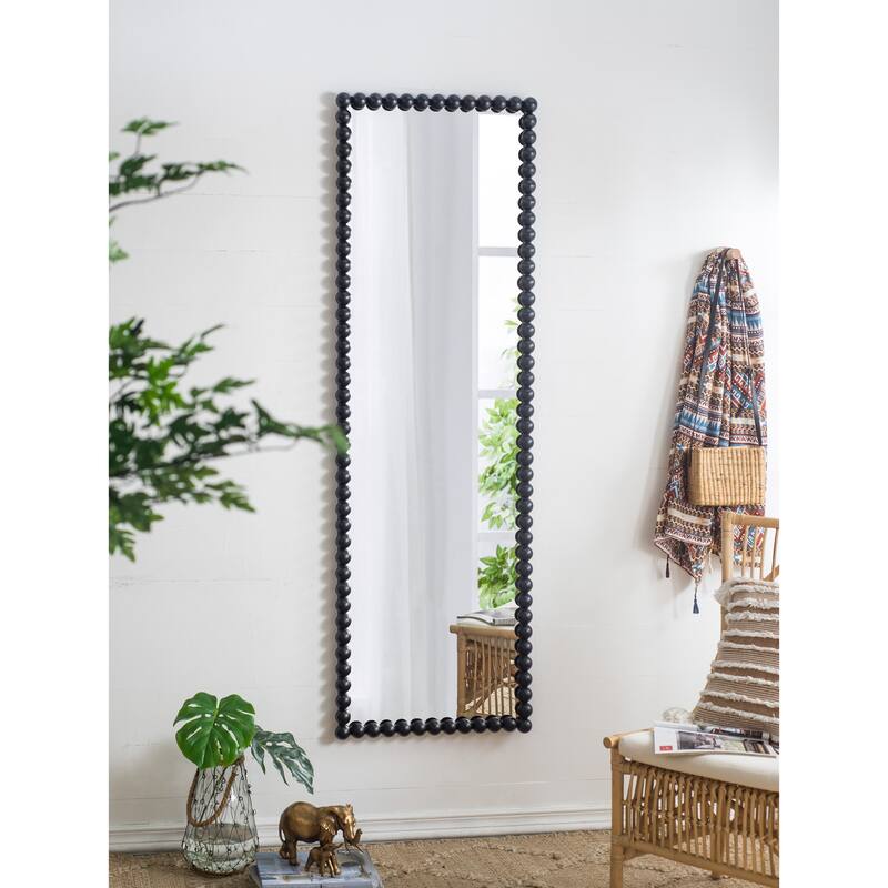 Full Length Rectangular Mirror with Metal Beaded Frame - Black - 23" x 72"