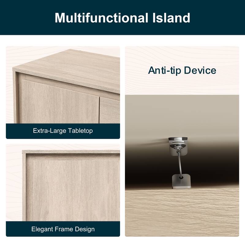 Modern Storage Cabinet with 2 Doors, 3 Drawers & Framed Edge Design - N/A