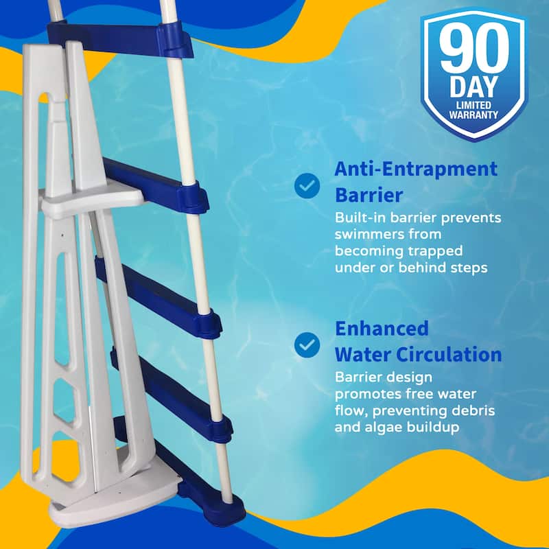 Blue Wave 52-in A-Frame Pool Ladder with Safety Barrier and Removable Steps