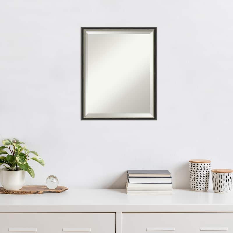 Theo Black Silver Beveled Wood Framed Wall Mirror